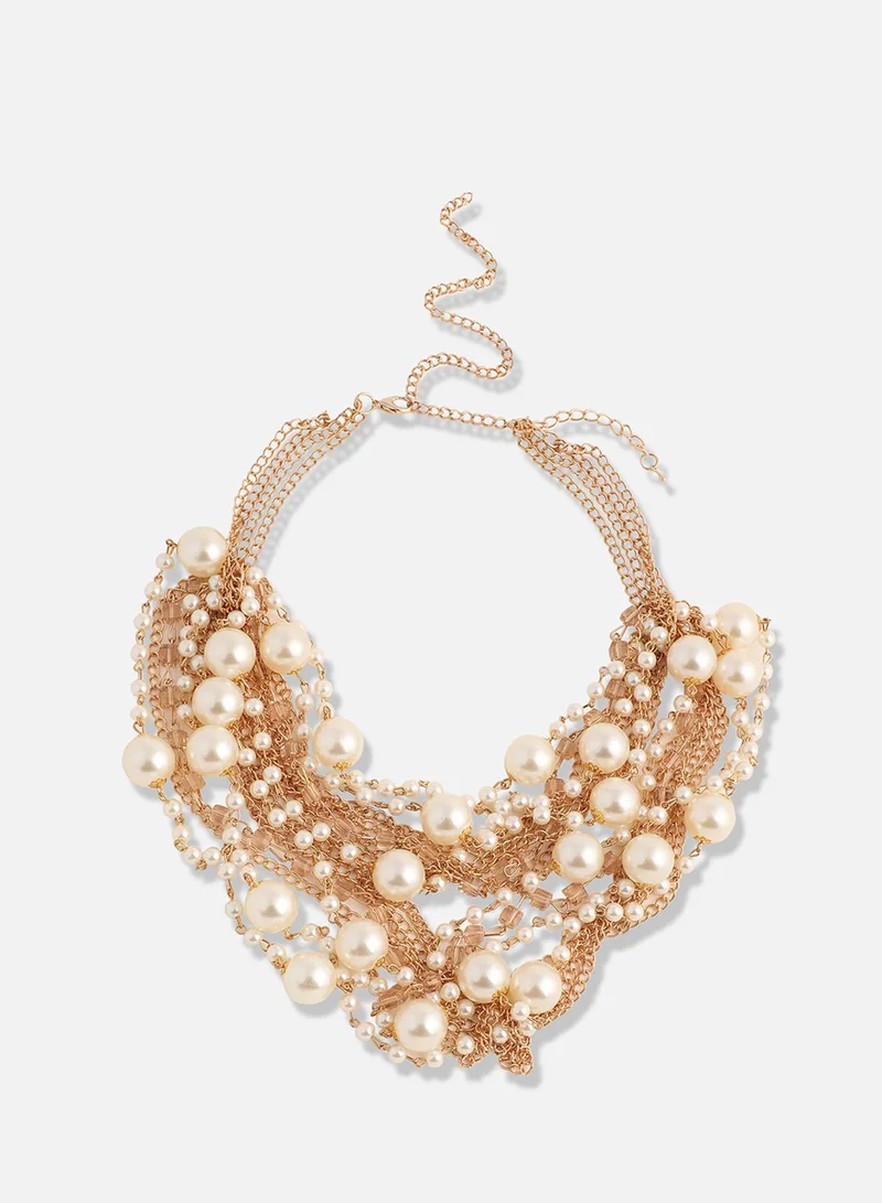 سوهي قلادة الحفلة من اللؤلؤ المطلي بالذهب