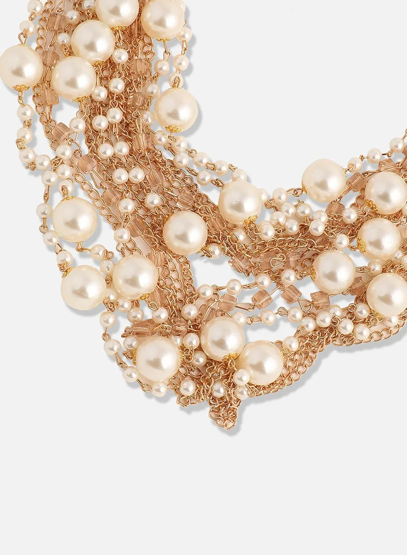 سوهي قلادة الحفلة من اللؤلؤ المطلي بالذهب