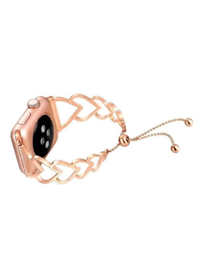 NIBEMINENT Heart Metal Replacement Strap Watchband for Apple Watch Series 7/6/SE/5/4/3/2/1 42/44/45mm Silver - Image 4