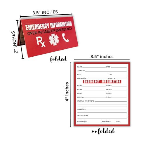 Lashicorn Emergency Info ICE Folded Wallet Card | 10 pk 2x3.5” Medication, Blood Type Identification Card, Contacts, Doctor, Allergies in Case of Emergency Bulk Medical ID - Image 4
