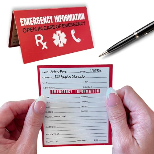 Lashicorn Emergency Info ICE Folded Wallet Card | 10 pk 2x3.5” Medication, Blood Type Identification Card, Contacts, Doctor, Allergies in Case of Emergency Bulk Medical ID - Image 2