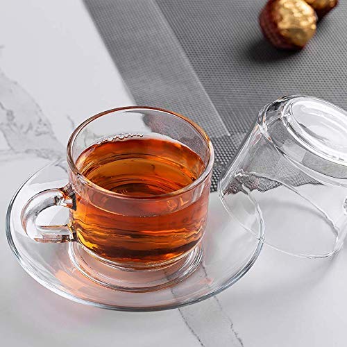 NVRA Premium Glass TeaCoffee Cup and Saucer Pack of 126Cup 6Saucer Transparent Set for Home Office Caf Hot Cold Drinks Like Latte Cappuccino Etc Dishwasher Microwave Safe - Image 4