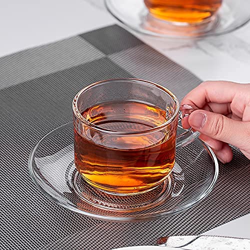 NVRA Premium Glass TeaCoffee Cup and Saucer Pack of 126Cup 6Saucer Transparent Set for Home Office Caf Hot Cold Drinks Like Latte Cappuccino Etc Dishwasher Microwave Safe - Image 2