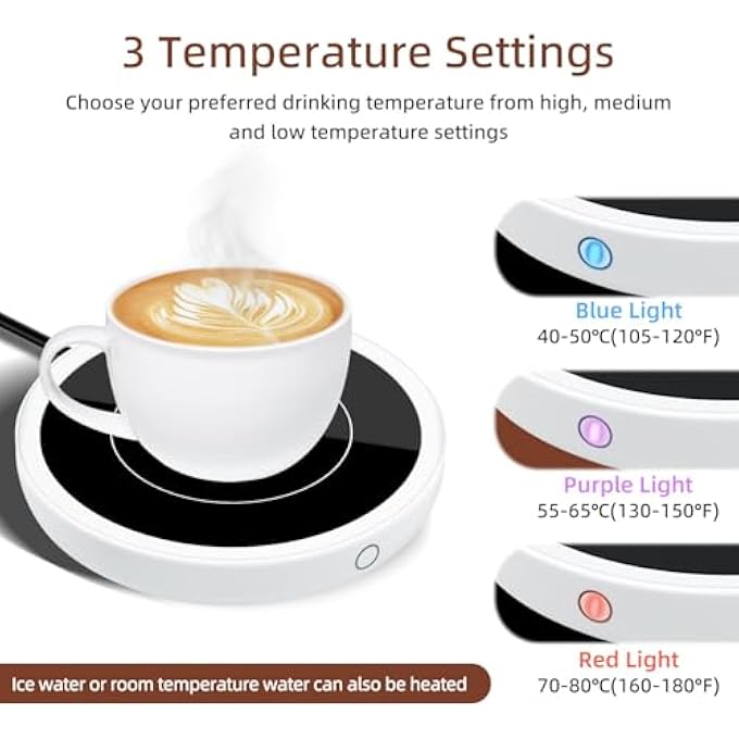BIGTHREE Thermostatic Mug Warmer Electric Coffee Mugcup Warmer With 3 Temperature Settings4H Auto Shut Off Efficient Heats Up Quickly Coffee Cup For Home And OfficeWhite - Image 5