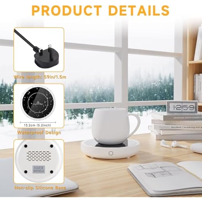 BIGTHREE Thermostatic Mug Warmer Electric Coffee Mugcup Warmer With 3 Temperature Settings4H Auto Shut Off Efficient Heats Up Quickly Coffee Cup For Home And OfficeWhite - Image 4