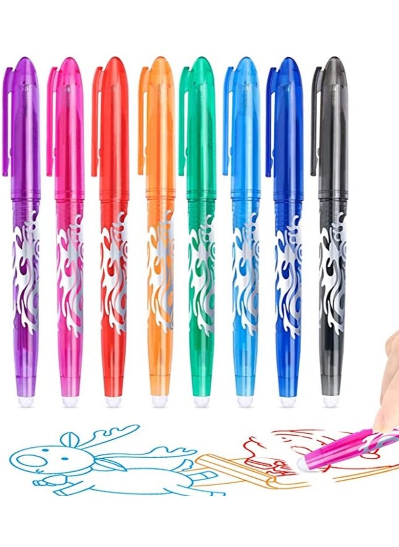 EMIRAND Erasable Gel Pens: 0.5mm Thermal Ink Rollerball Pens with Erasers, 8 Color Set for Kids, Adults, School, and Office Supplies  - Image 1