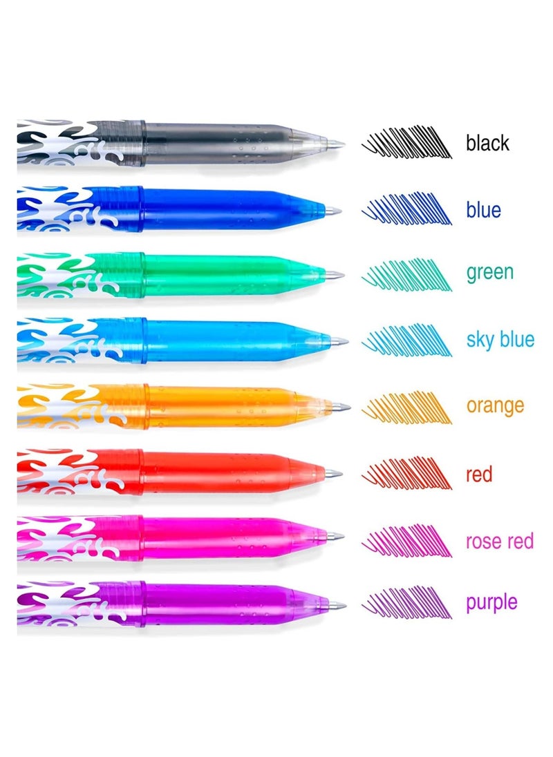 EMIRAND Erasable Gel Pens: 0.5mm Thermal Ink Rollerball Pens with Erasers, 8 Color Set for Kids, Adults, School, and Office Supplies  - Image 5