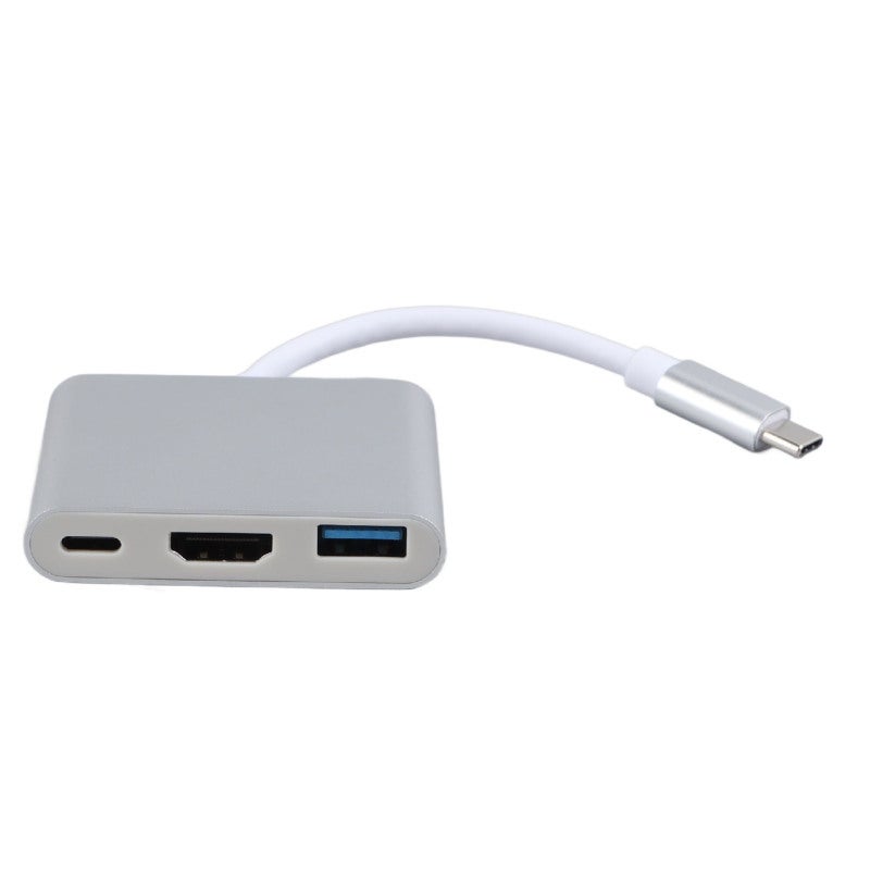 محطة إرساء USB C ثلاثية في واحد، موزع من سبيكة الألومنيوم مع PD بقدرة 60 واط وواجهة وسائط متعددة عالية الدقة 4K ومنفذ USB 3.0 - سرعة نقل 5 جيجابت في الثانية، موزع نوع C للمسرح المنزلي والمكتب والتدريس - Image 3
