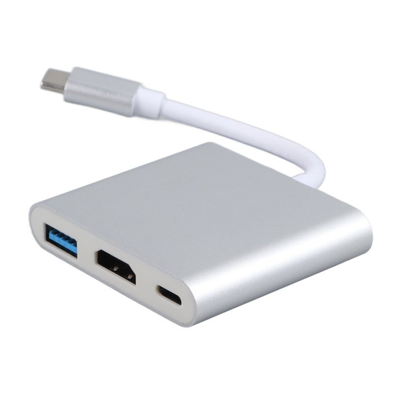 محطة إرساء USB C ثلاثية في واحد، موزع من سبيكة الألومنيوم مع PD بقدرة 60 واط وواجهة وسائط متعددة عالية الدقة 4K ومنفذ USB 3.0 - سرعة نقل 5 جيجابت في الثانية، موزع نوع C للمسرح المنزلي والمكتب والتدريس - Image 4