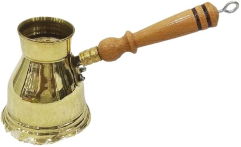 ÙƒÙ†ÙƒØ© Ù‚Ù‡ÙˆØ© Ù†Ø­Ø§Ø³ Ø¨ÙŠØ¯ Ø®Ø´Ø¨ Ø²Ù† 12x6x7cm le marche-53(Ù…Ù‚Ø§Ø³ 2)