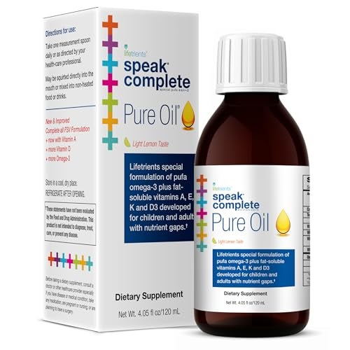 Lifetrients Lifetrients SpeakD Pure Oil Natural Lemon 405 oz Pediatrician Formulated to Support Children with Special Nutritional Requirements Enhanced with Omega3 Vitamin A D E K 