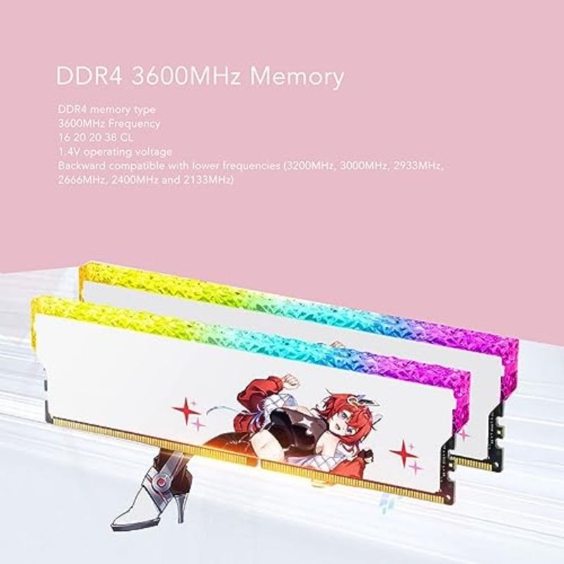 وحدة ذاكرة الألعاب DDR4 3600 ميجاهرتز، XMP 2.0 PC4-28800 CL16 1.35 فولت، مبدد حراري من الألومنيوم RGB Sync، مجموعة ذاكرة الوصول العشوائي المكتبية UDIMM 288 دبوس وحدتين 16 جيجابايت (2 × 8 جيجابايت) - Image 2