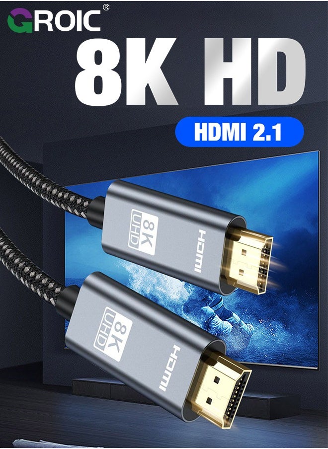 GROIC Grey DisplayPort to HDMI Cable 6.5ft, Snowkids Passive 8K Display Port to HDMI Cord, Unidirectional DP to HDMI Wire Supports 8K 60Hz, 1080P, 4K 120Hz  - Image 2