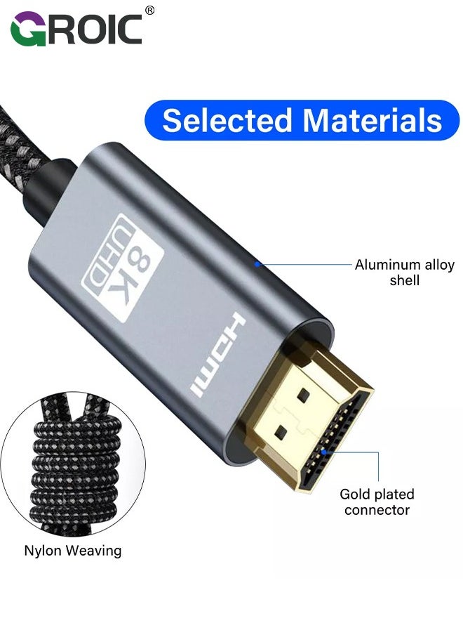 GROIC Grey DisplayPort to HDMI Cable 6.5ft, Snowkids Passive 8K Display Port to HDMI Cord, Unidirectional DP to HDMI Wire Supports 8K 60Hz, 1080P, 4K 120Hz  - Image 4