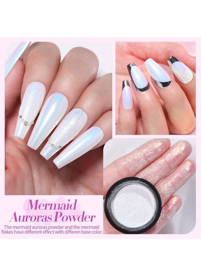 Born Pretty Chrome Powder Metallic Mirror Auroras Mermaid Pearl Pigment Powder Manicure Nail Art Decoration Sets 2 Boxes  - Image 5