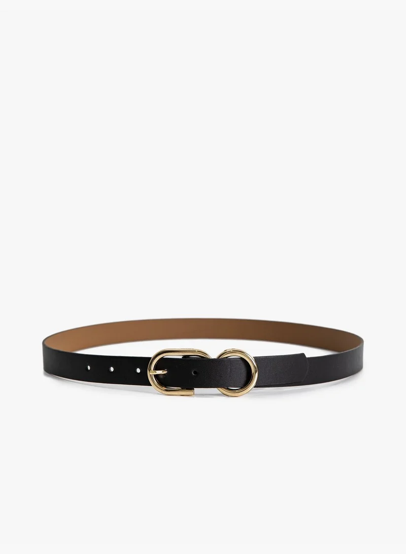كوتون Faux Leather Metal Buckle Detail Belt