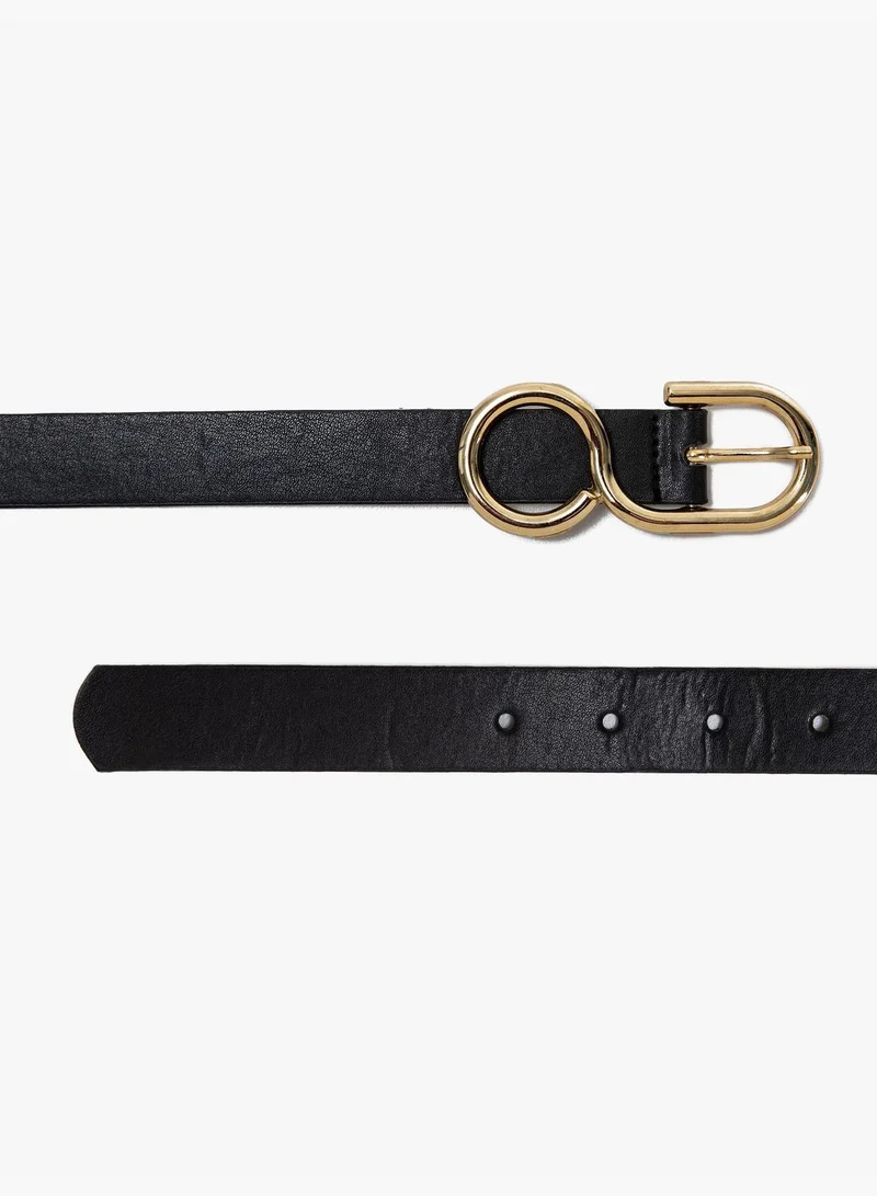 كوتون Faux Leather Metal Buckle Detail Belt