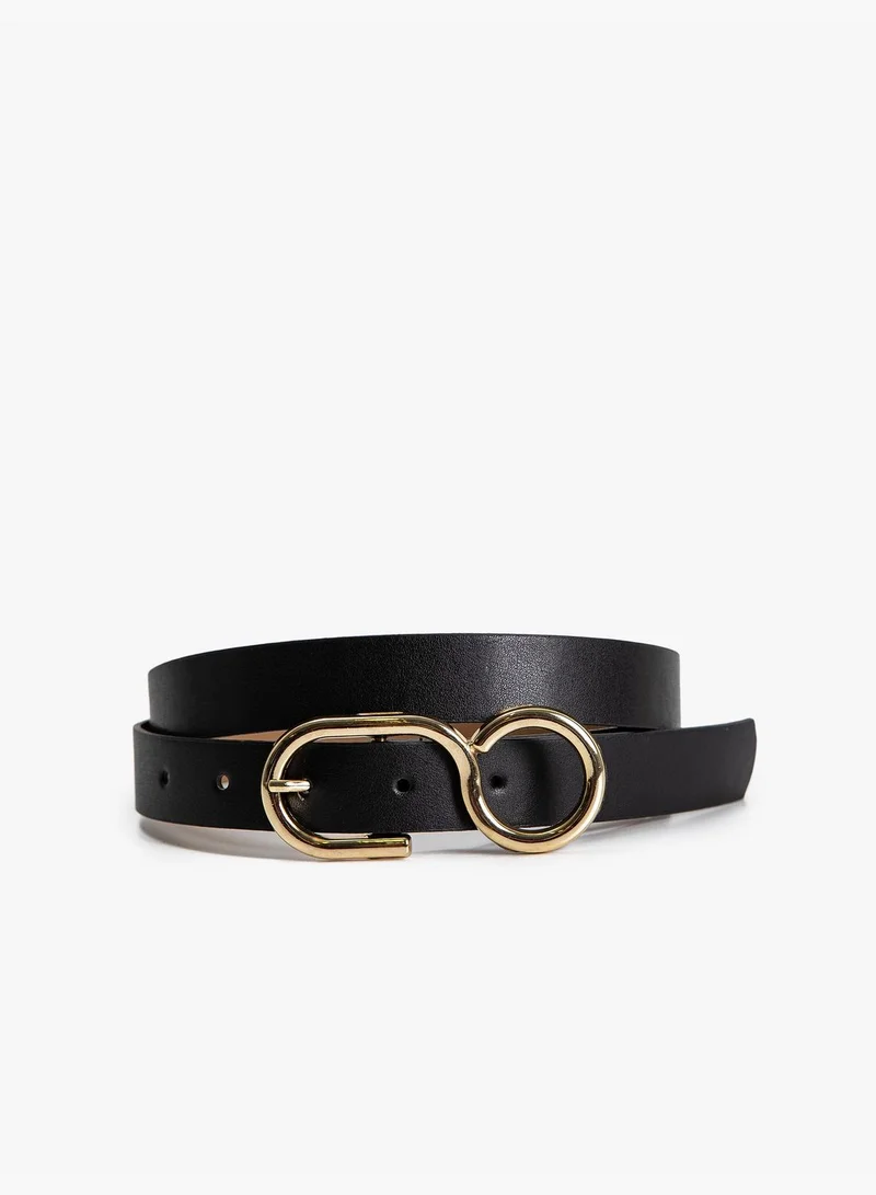كوتون Faux Leather Metal Buckle Detail Belt