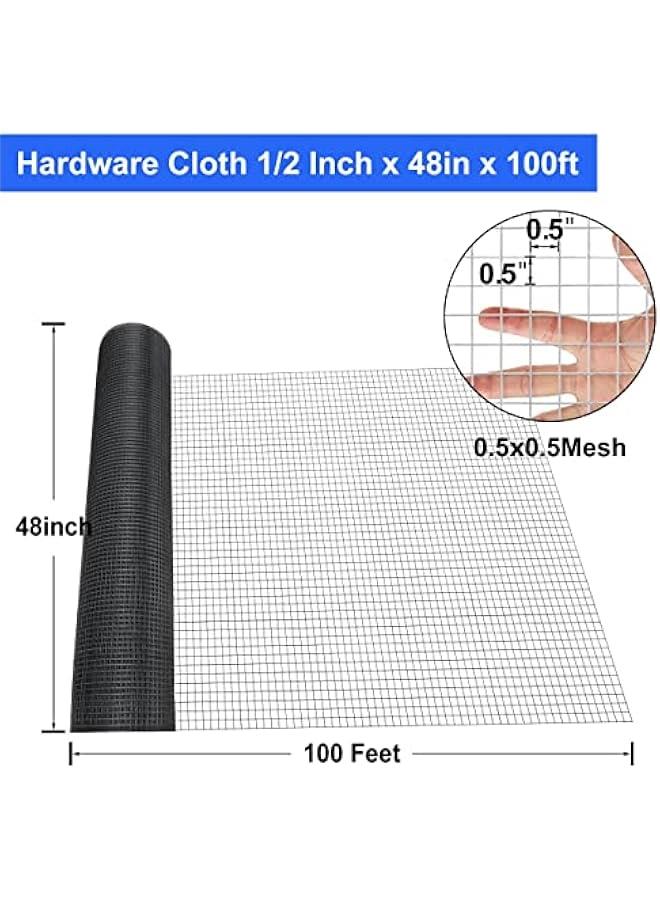 Arabest 48 inch×100 ft Black Vinyl Coated Hardware Cloth, 19 Gauge 1/2 inch Black PVC Hardware Cloth, Black Welded Wire Fence Supports Poultry Netting Cage Fence………… - Image 2