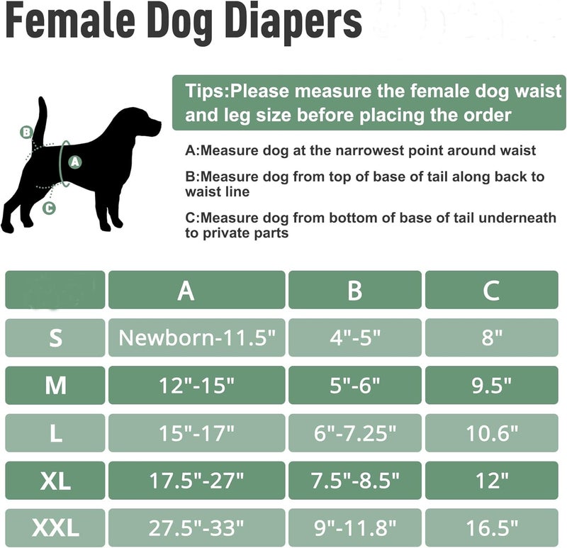 ZINGTERRA Reusable Female Dog Diapers 3Pack,Washable Diaper for Doggie,Highly Absorbent Dog Diaper,Adjustable Leakproof Puppy Diapers Skirt for Heat,Incontinence,Period Doggy Nappies L - Image 2