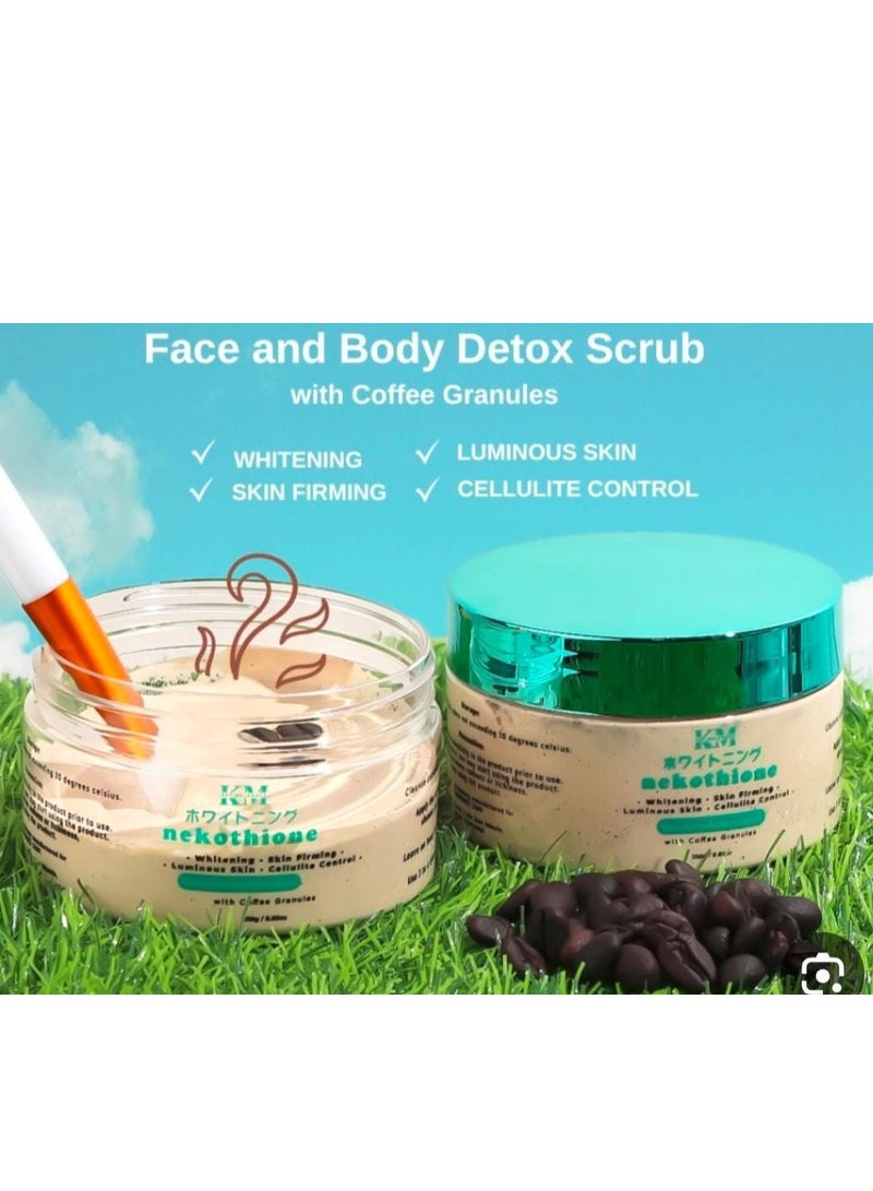 KM Nekothione Face and Body Detox Scrub with Coffee Granules 250g - Image 2