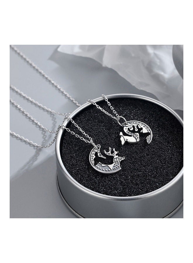 NIBEMINENT 2-Piece Deer Puzzle Disc Pendant Couple Necklace  - Image 1