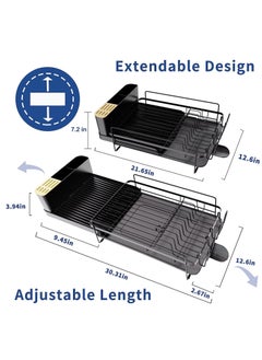 TYCOM Tycom Dish Rack  Expandable Drying Stand Dish Rack- Dish Rack Kitchen Organizer -Dish Rack With Tableware Cutting Board Rack, Dish Rack Drainer Board Rack, 1-Tier(Expandable BLACK）  - Image 3