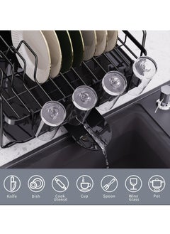 TYCOM Tycom Dish Rack  Expandable Drying Stand Dish Rack- Dish Rack Kitchen Organizer -Dish Rack With Tableware Cutting Board Rack, Dish Rack Drainer Board Rack, 1-Tier(Expandable BLACK）  - Image 4