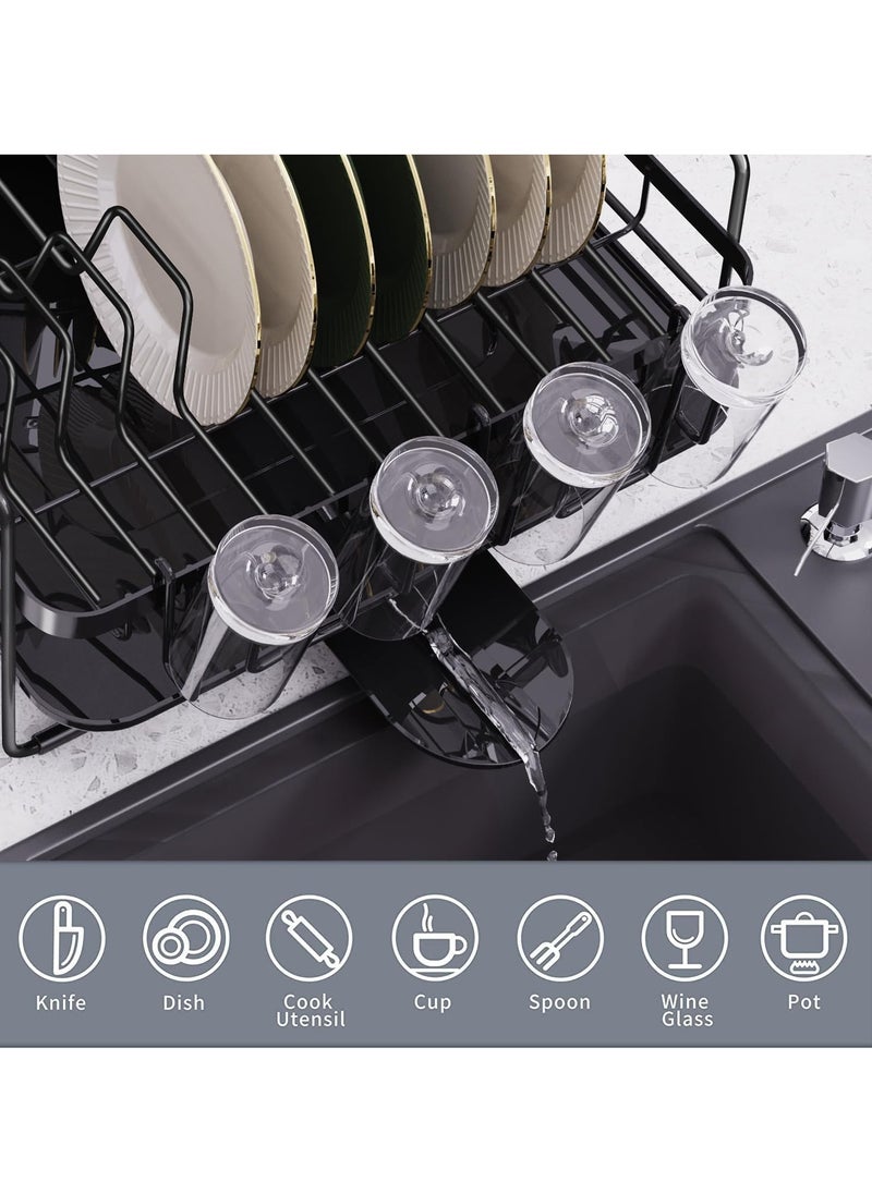 TYCOM - Tycom Dish Rack  Expandable Drying Stand Dish Rack- Dish Rack Kitchen Organizer -Dish Rack With Tableware Cutting Board Rack, Dish Rack Drainer Board Rack, 1-Tier(Expandable BLACK） - Image 1