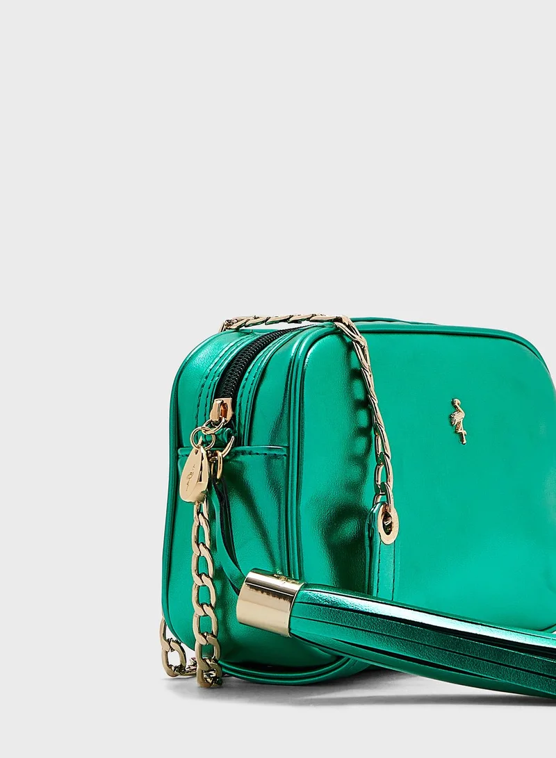منبور Textured Pouch Crossbody Bag