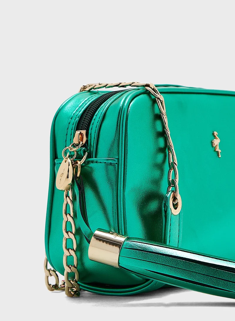 منبور Textured Pouch Crossbody Bag