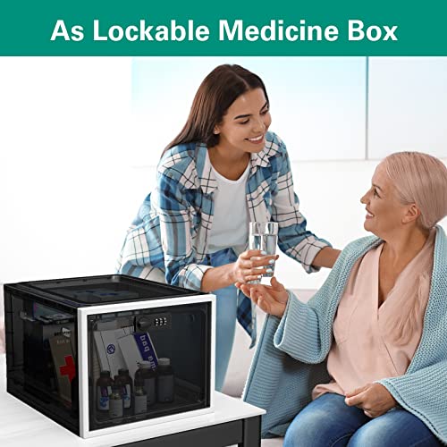 iBune Large Medication Lock Box, Lockable Medicine Storage Box for Medicine Safe/Phone/Refrigerator/Personal Items/Home/Office/Dorm, Black - Image 2