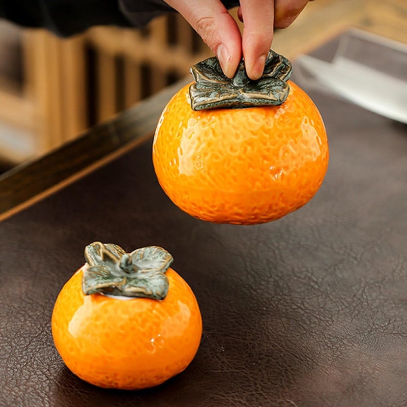 DECHOUS Ceramic Orange Shaped Tea Container 210ml Sealing Jar Loose Tea Leaf Storage Canister Home Kitchen Airtight Food Storage Jar - Image 4