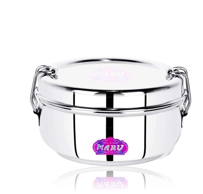 MARU Steel Tiffin Box for School/Office 400ml, Airtight Lunch Containers with Compartments & Small Partiton Plate, Easy to Carry & Clean, Perfect for Men, Women & Kids for Daily Use & Multipurpose - Image 1