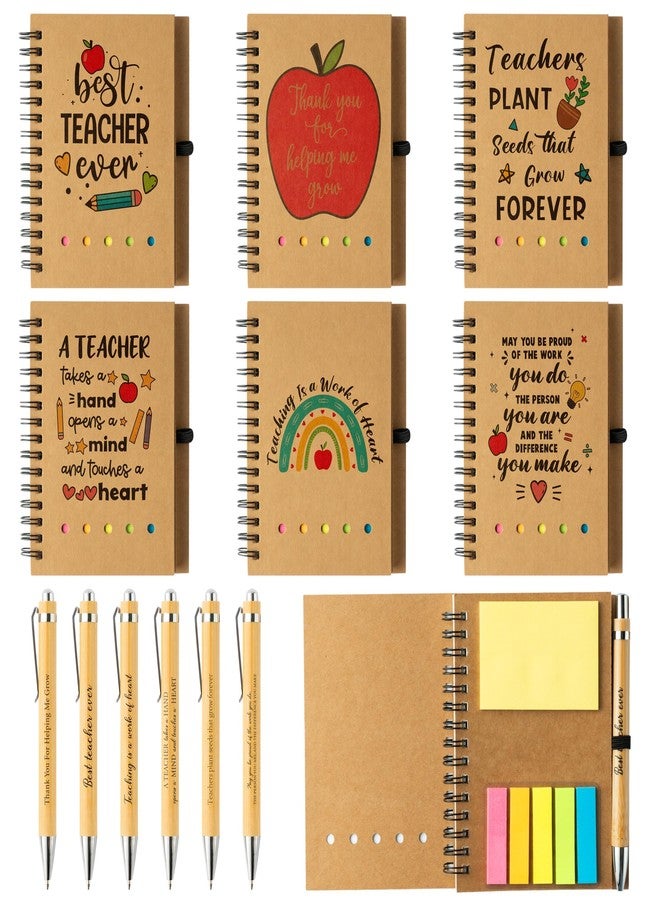ANGOLIO 12Pcs Teacher Appreciation Gift Inspirational Bulk Spiral Notebook Sticky Note with Pens Thank You Gift for Teachers Inspirational Journal Memo Notes for School Office Summer Birthday Gifts - Image 1