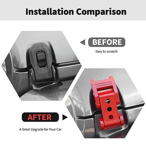 RT-TCZ Hood Latches Hood Lock Catch Latches Kit Aluminum Alloy Stainless Steel for Jeep Wrangler JK JKU JL JLU Gladiator JT 20072024Red - Image 3