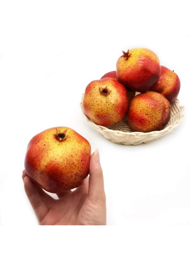 Mefier Home 6pcs Artificial Pomegranates Fake Pomegranates Artificial Fruits Vivid Pomegranates for Home Fruit Shop Supermarket Desk Office Restaurant Decorations Or Props - Image 2