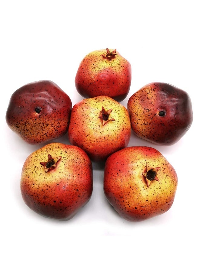 Mefier Home 6pcs Artificial Pomegranates Fake Pomegranates Artificial Fruits Vivid Pomegranates for Home Fruit Shop Supermarket Desk Office Restaurant Decorations Or Props - Image 4
