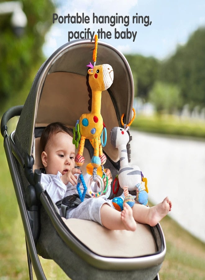 TUMAMA Hanging Toys, 16 inch Plush Animals Baby Rattle, Car Seat Stroller Toys, 2 Pack, Newborn - 12 Months, 2 x Plush Animal Hanging Toys (Giraffe, Zebra), Rings, Built-in Rattles and Crinkles - Image 5