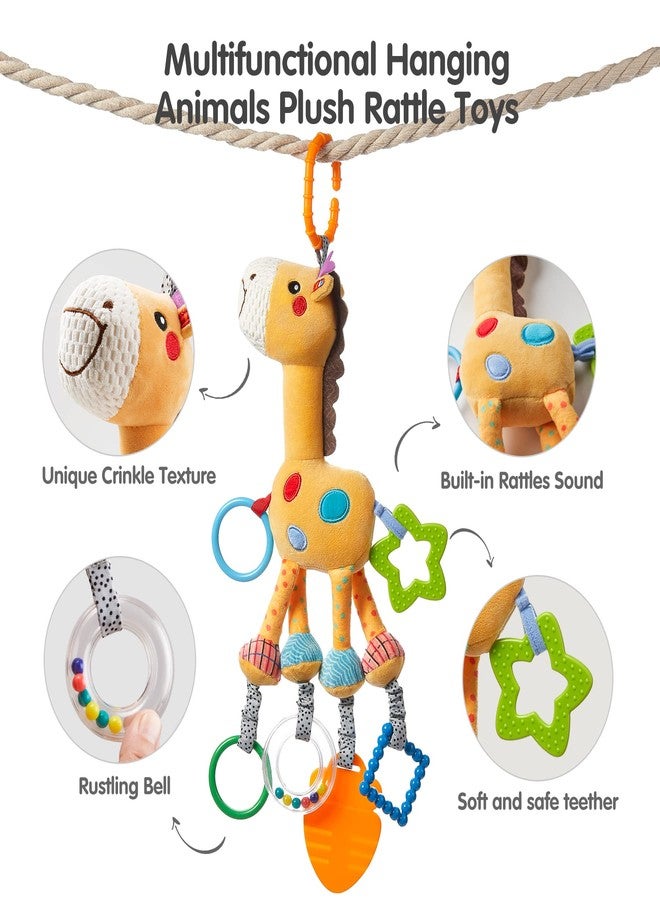 TUMAMA Hanging Toys, 16 inch Plush Animals Baby Rattle, Car Seat Stroller Toys, 2 Pack, Newborn - 12 Months, 2 x Plush Animal Hanging Toys (Giraffe, Zebra), Rings, Built-in Rattles and Crinkles - Image 3