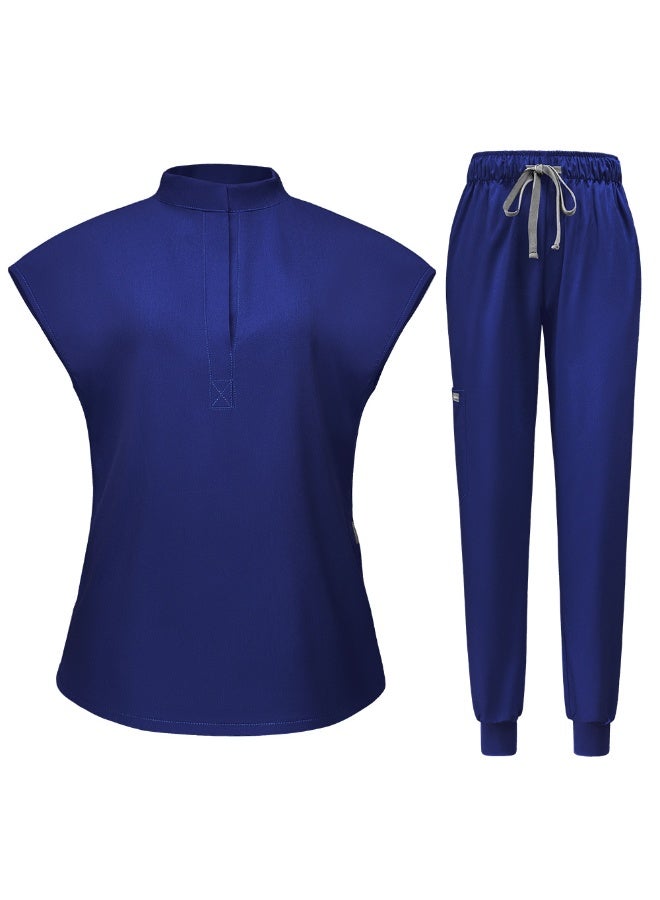 NIBEMINENT Scrubs  Jogger Scrub Sets Women Solid Color Breathable Work Clothes Lab Coat Uniform Hospital Doctor Work Wear - Image 1