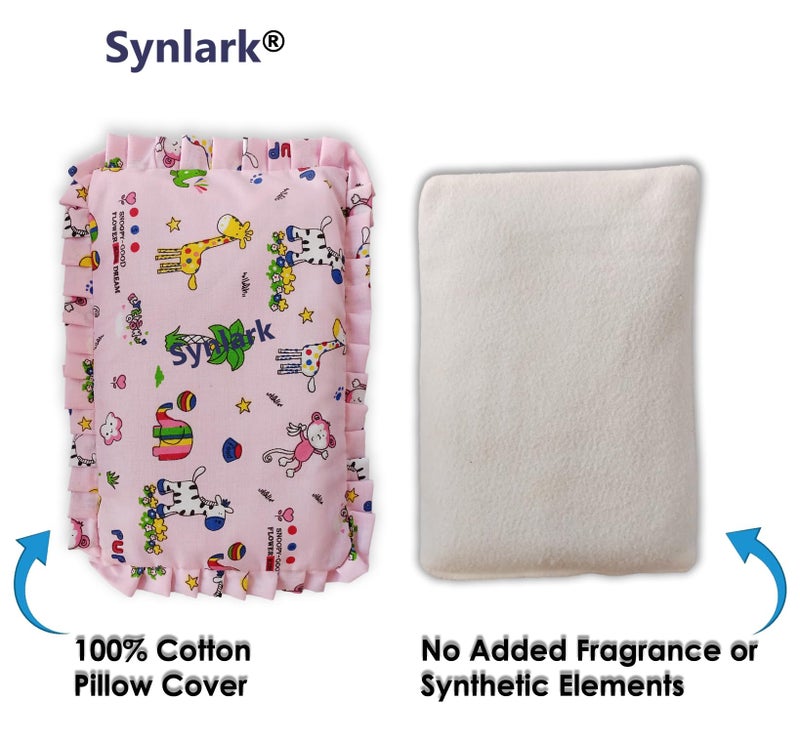 Synlark® Cotton Head Shaping Mustard Seed Rai, Head Shaping Baby Pillow (Size: 31 cm X 23 cm, 600 Grams, Rai) (Pink) - Image 4
