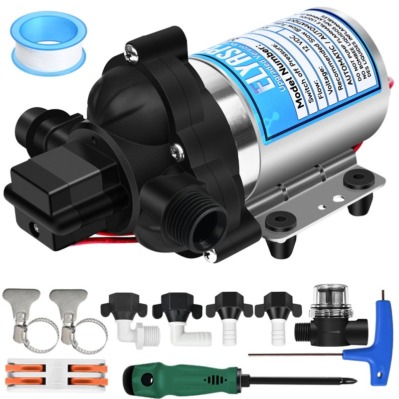 Elyaspedy 2026 Upgraded 2088-554-144/2088-403-144 RV Fresh Water Pump,12V 3.5GPM Self-Priming Diaphragm Water Pump,45PSI,Includes Pressure Switch and Detachable Filters,No Noise, for RV, Marine, Yacht, Caravan - Image 1