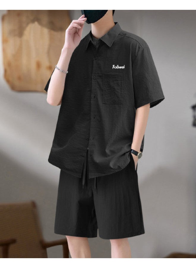 FOLUNSI Summer Premium Short-sleeve Shirt Set With Loose Comfortable Minimalist Streetwear Style Casual Shirt Jacket - Image 1