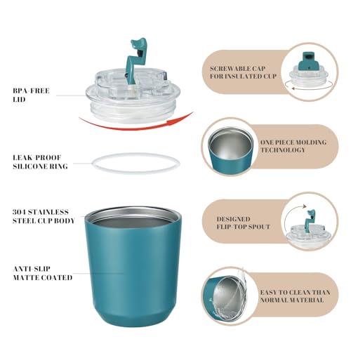 Puraville Insulated Tumblers with Lid, 10 oz Travel Coffee Mug Stainless Steel Vacuum Cup, Leak Proof Reusable Double Walled Coffee Tumbler for Iced and Hot Drinks, Peacock Blue - Image 4