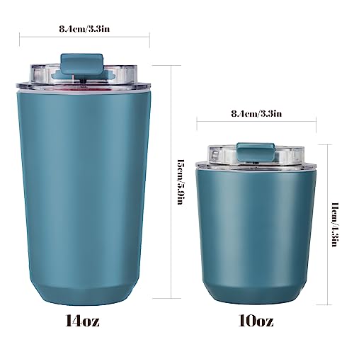 Puraville Insulated Tumblers with Lid, 10 oz Travel Coffee Mug Stainless Steel Vacuum Cup, Leak Proof Reusable Double Walled Coffee Tumbler for Iced and Hot Drinks, Peacock Blue - Image 2