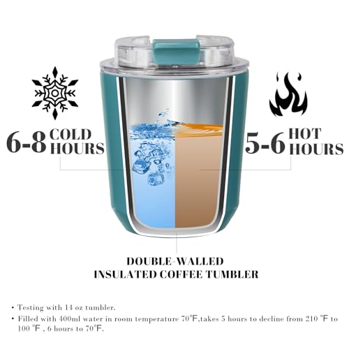 Puraville Insulated Tumblers with Lid, 10 oz Travel Coffee Mug Stainless Steel Vacuum Cup, Leak Proof Reusable Double Walled Coffee Tumbler for Iced and Hot Drinks, Peacock Blue - Image 3