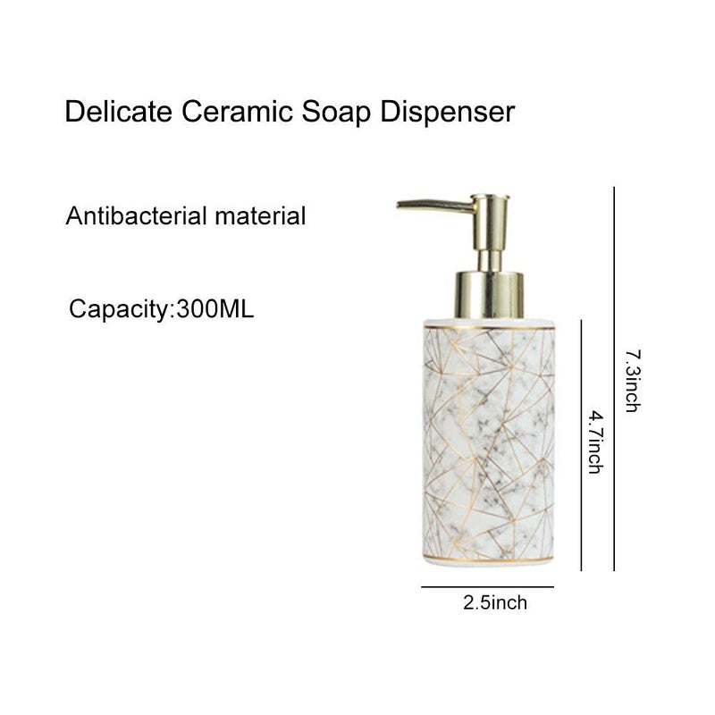 Saaikee Soap Dispenser for Bathroom and Kitchen for Liquid Handwash Ceramic 300 ML White - Image 2