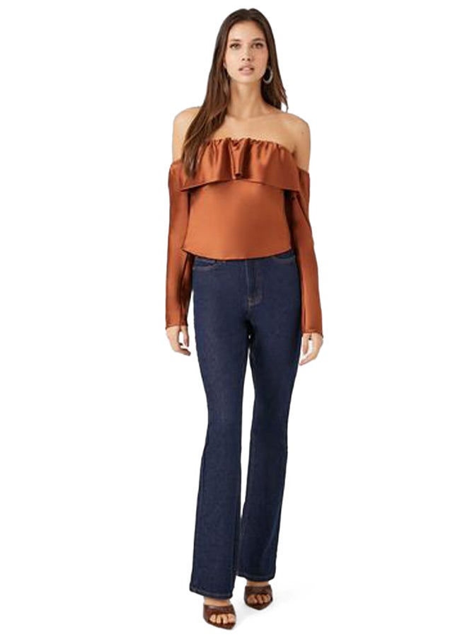 FOREVER 21 Satin Off-the-Shoulder Flounce Top - Image 5