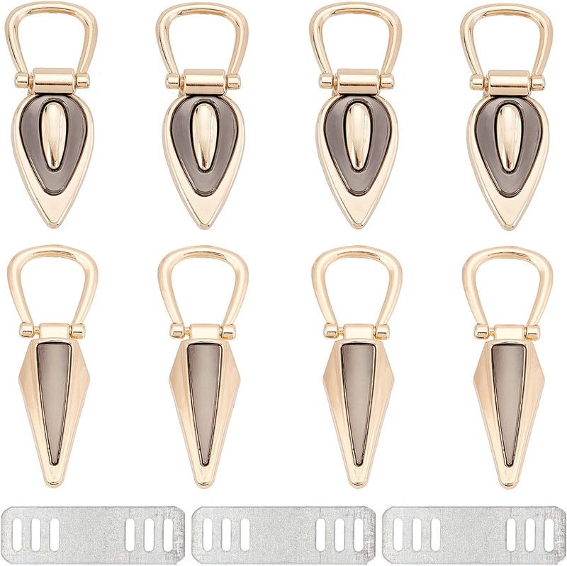 cheekyglo 8pcs Metal Bag Chain Buckle, 2 Styles Metal Side Clip Buckle with Side Loop Purse Suspension Clasp Handbag Chain Hanger Buckles Strap Connector Buckle Hardware for DIY Purse Shoulder Making - Image 1